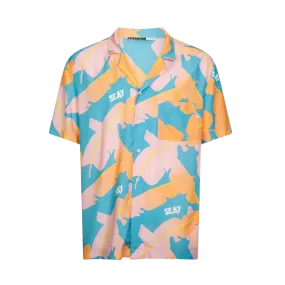Seay  ---------    ------------Camicia unisex Bbq Foglie Banano - Rosa e blu 